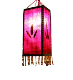 National Style Cloth Lantern With Tassel Creative Handmade Home Decor Painted Lamp Shade, Rose red